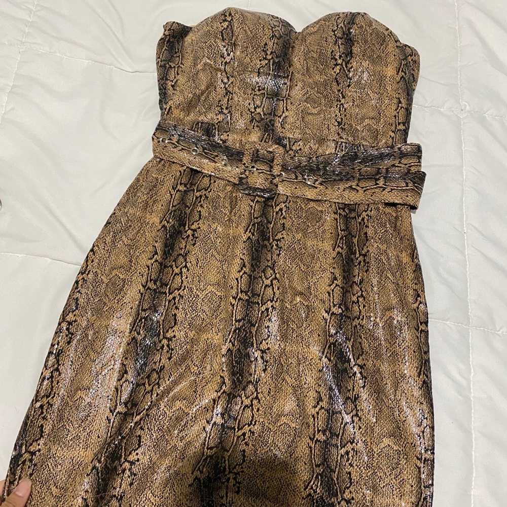 Strapless snake skin print dress